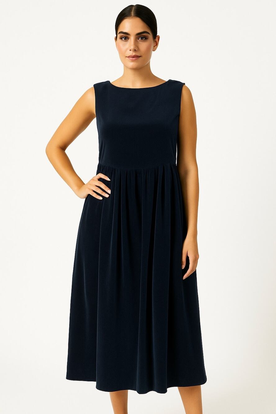 Vintage Y2k Laura Ashley navy pinafore overall jumper velvet midi dress 10